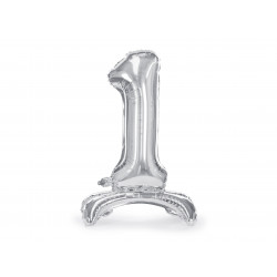 Álló fólia lufi 1-es szám 70cm, ezüst