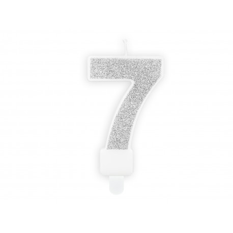 Születésnapi gyertya 7-es szám, ezüst, 7cm Születésnapi gyertya 7-es szám, ezüst, 7cm