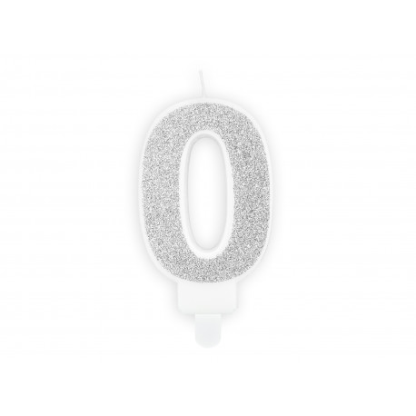 Születésnapi gyertya 0-s szám, ezüst, 7cm Születésnapi gyertya 0-s szám, ezüst, 7cm