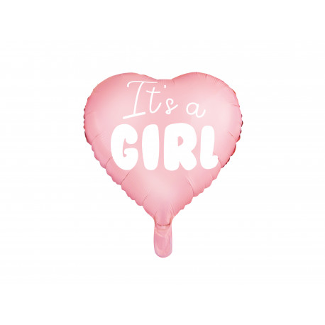 Fólia lufi Szív - It's a girl, 45cm, világos rózsaszín