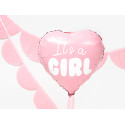 Fólia lufi Szív - It's a girl, 45cm, világos rózsaszín