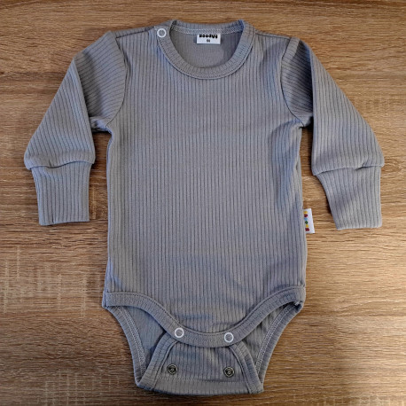 Bordázott szürke növekvő body hosszú ujjú
