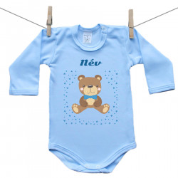 Kék hosszú ujjú body mackóval fiúknak