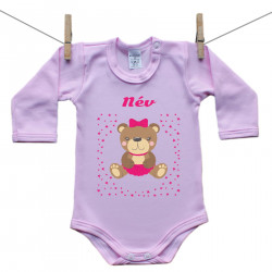 Rózsaszín hosszú ujjú body mackóval lányoknak