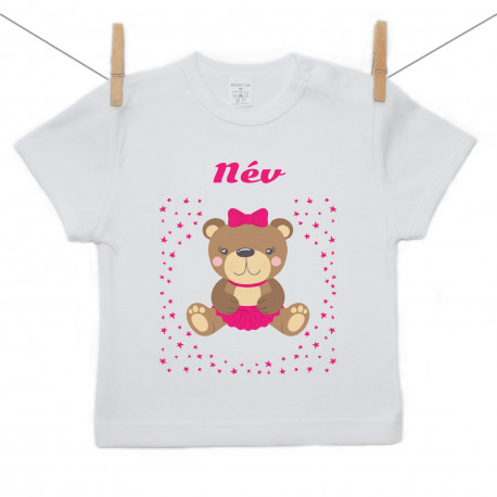 Rővid ujjú póló mackóval lányoknak