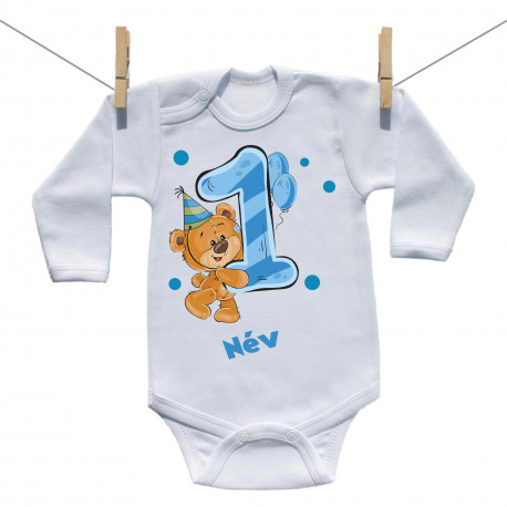 Hosszú ujjú body 1 éves vagyok mackóval fiúknak