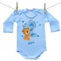 Kék hosszú ujjú body 1 éves vagyok mackóval fiúknak