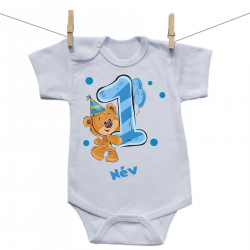 Rővid ujjú body 1 éves vagyok mackóval fiúknak