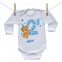 Hosszú ujjú body 2 éves vagyok mackóval fiúknak