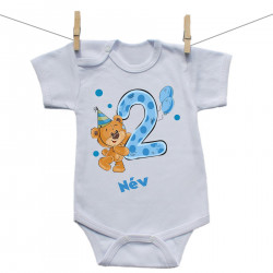 Rővid ujjú body 2 éves vagyok mackóval fiúknak