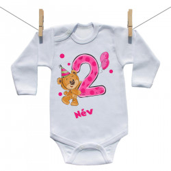 Hosszú ujjú body 2 éves vagyok mackóval lányoknak