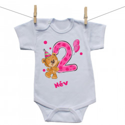 Rővid ujjú body 2 éves vagyok mackóval lányoknak