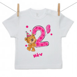 Rővid ujjú póló 2 éves vagyok mackóval lányoknak