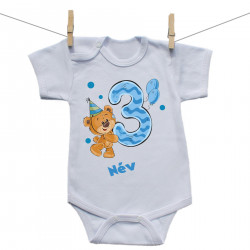 Rővid ujjú body 3 éves vagyok mackóval fiúknak