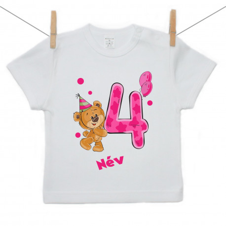 Rővid ujjú póló 4 éves vagyok mackóval lányoknak