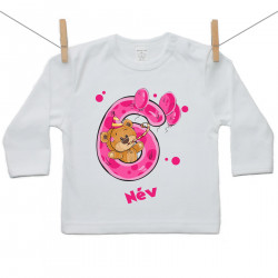 Hosszú ujjú póló 6 éves vagyok mackóval lányoknak
