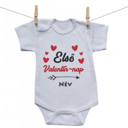 Rővid ujjú body Első Valentin-napom szívecskével