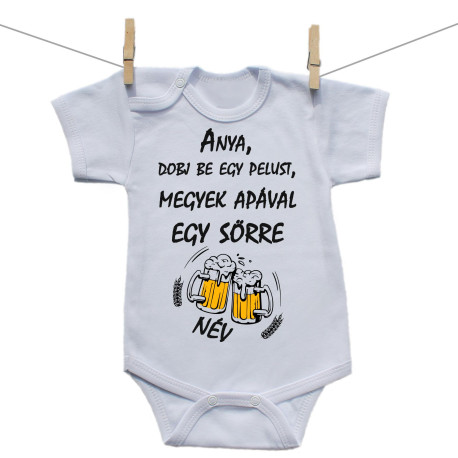 Rővid ujjú body Megyek apával egy sörre
