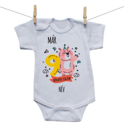 Rővid ujjú body Már 9 hónapos vagyok állatkával