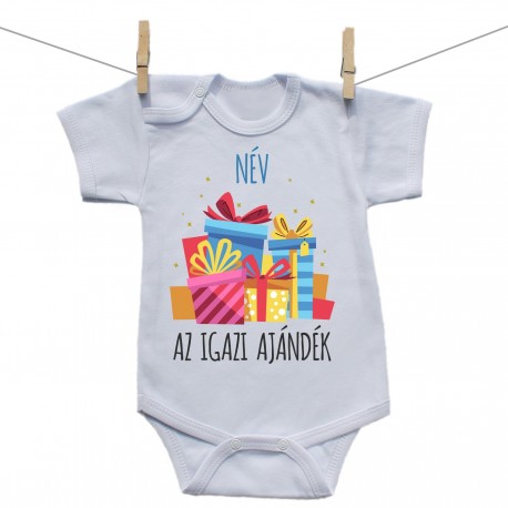 Baba body (Rővid ujjú) Az igazi ajándék - Fiú (a baba nevével)