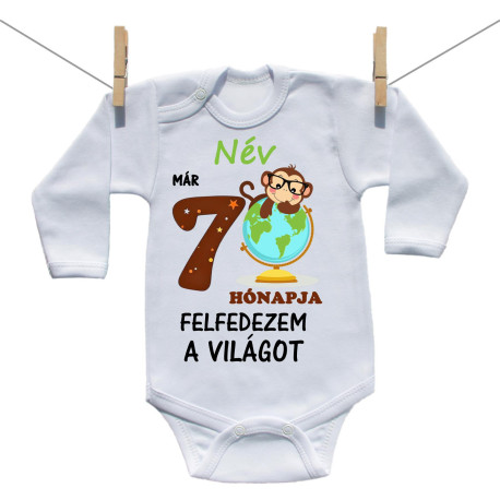 Hosszú ujjú body Már 7 hónapja fedezem fel a világot Hosszú ujjú body Már 7 hónapja fedezem fel a világot