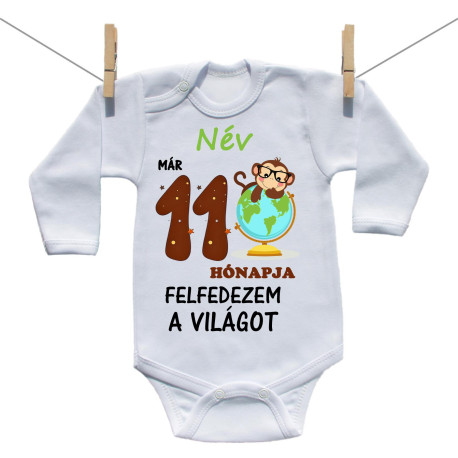 Hosszú ujjú body Már 11 hónapja fedezem fel a világot Hosszú ujjú body Már 11 hónapja fedezem fel a világot