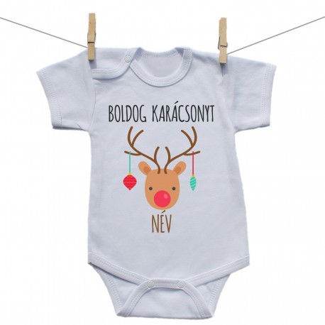 Baba body (Rővid ujjú) Boldog Karácsonyt (a baba nevével)