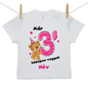 Rővid ujjú póló Már 3 hónapos vagyok macival és a baba nevével - lány