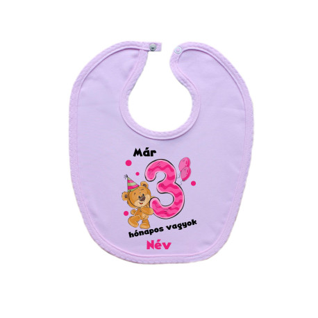 Előkék (rózsaszín) Már 3 hónapos vagyok macival és a baba nevével - lány Előkék (rózsaszín) Már 3 hónapos vagyok macival és a baba nevével - lány