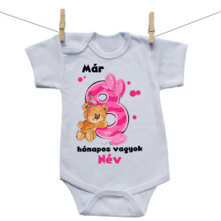 Rővid ujjú body Már 8 hónapos vagyok macival és névvel - lány