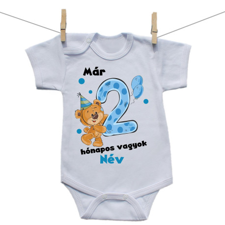 Rővid ujjú body Már 2 hónapos vagyok macival és névvel kisfiúknak Rővid ujjú body Már 2 hónapos vagyok macival és névvel kisfiúknak