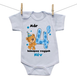 Rővid ujjú body Már 4 hónapos vagyok mackóval és névvel - fiú