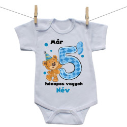 Rővid ujjú body Már 5 hónapos vagyok macival és névvel - Fiú