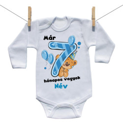 Hosszú ujjú body Már 7 hónapos vagyok macival és névvel - Fiú