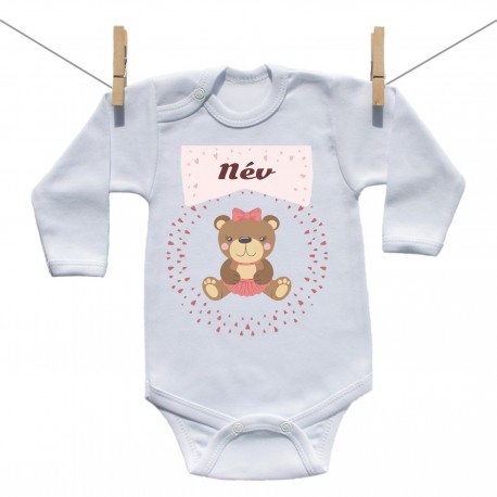 Baba body (Hosszú ujjú) Maci - Lány (a baba nevével) 