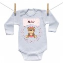 Baba body (Hosszú ujjú) Maci - Lány (a baba nevével) 