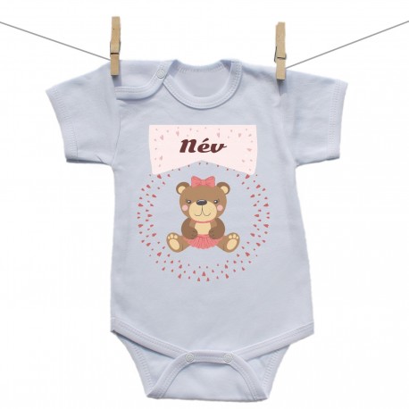 Baba body (Rővid ujjú) Maci - Lány (a baba nevével) 