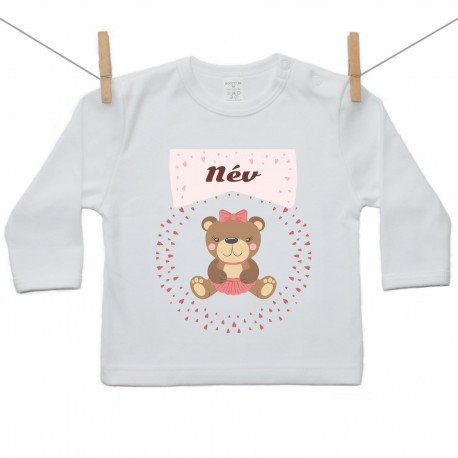 Gyerek póló (Hosszú ujjú) Maci - Lány (a baba nevével) 