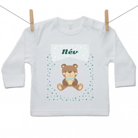 Gyerek póló (Hosszú ujjú) Maci - Fiú (a baba nevével)