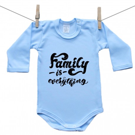 Hosszú ujjú body (kék) Family is everything