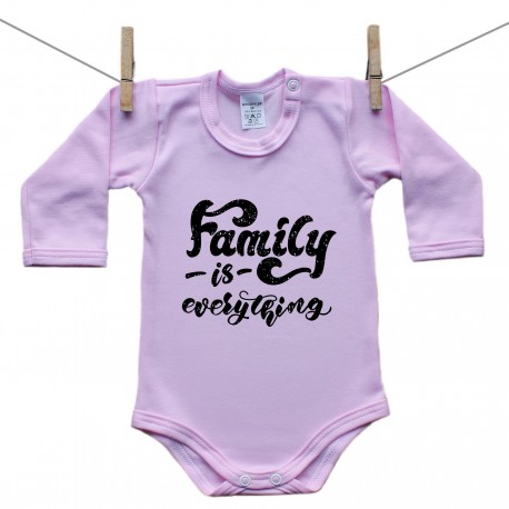 Hosszú ujjú body (rózsaszín) Family is everything