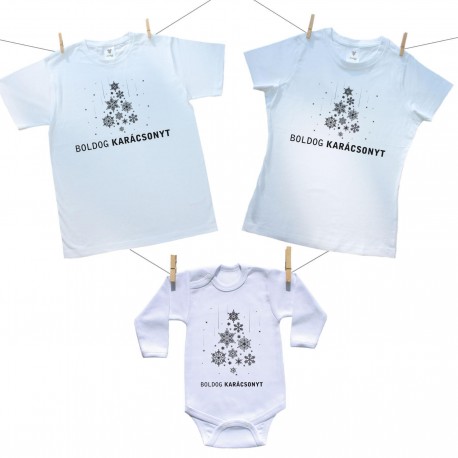 Családi szett (hosszú ujjú body) Boldog Karácsonyt 