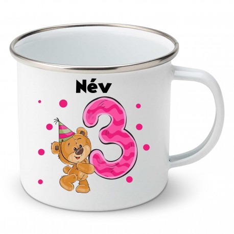 Zománc bögre 3 éves vagyok - lány (a baba nevével)